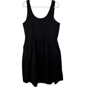 Pact black fit and flare tie-back organic cotton dress XXL